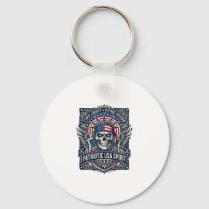 Porte-clés Crâne Cyber Liberty Patriotique Futur Cyberpunk Gr