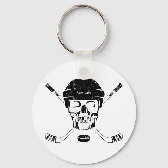 Porte-clés Crâne de hockey et bâtons croisés (Recto)