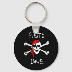 Porte-clés crâne de pirate noir avec os croisés Ca