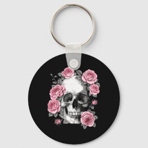 Porte-clés Crâne de sucre floral Rose Fleurs Squelette Hallow