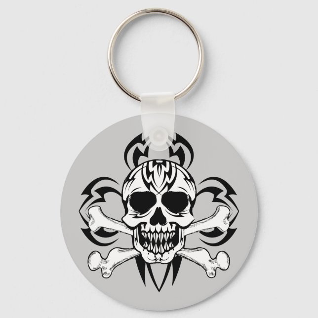Porte-clés Crâne de tatouage tribal (Recto)
