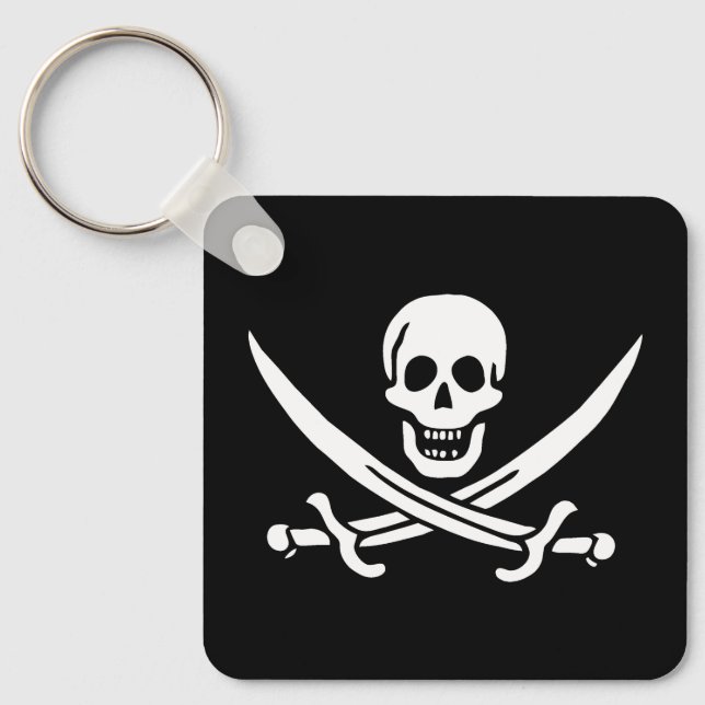 Porte-clés Crâne et épées Drapeau pirate de Calico Jack (Recto)