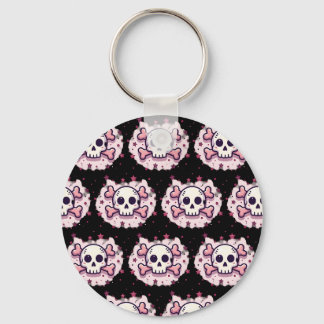 Porte-clés Crâne et Os en Rose Pastel