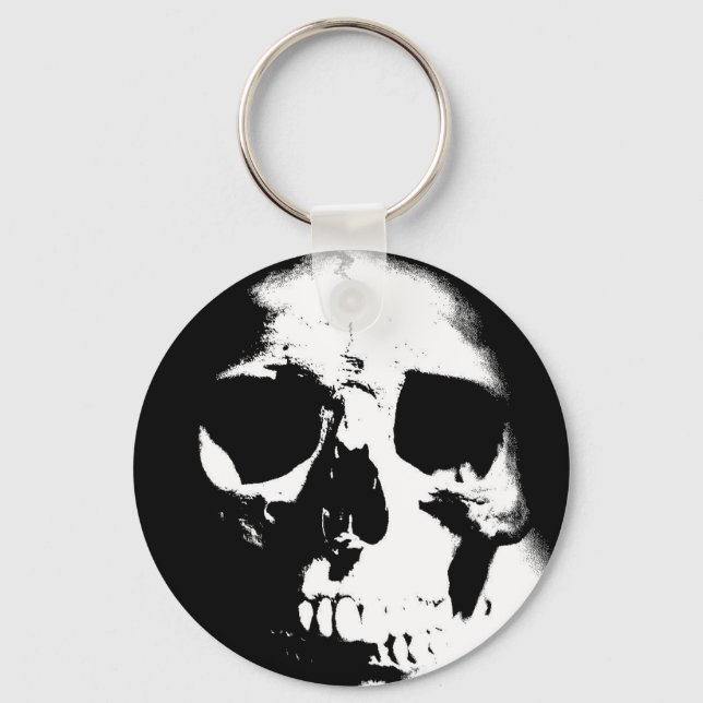 Porte-clés Crâne noir et blanc (Recto)