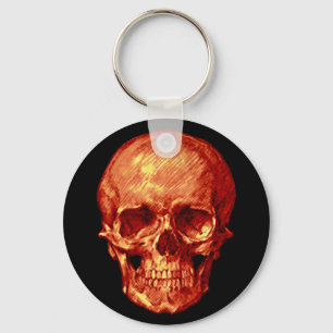 Porte-clés Crâne orange d'Halloween