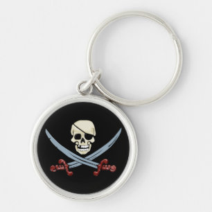 Porte-clés Crâne pirate et coupes croisées Art Déplaisant