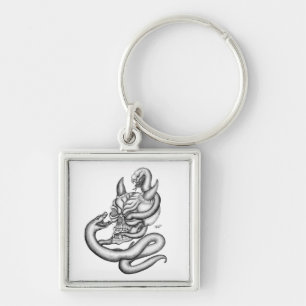Porte-clés Crâne - têtes de diable avec serpent