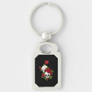 Porte-clés Crânes Roses Día de Muertos