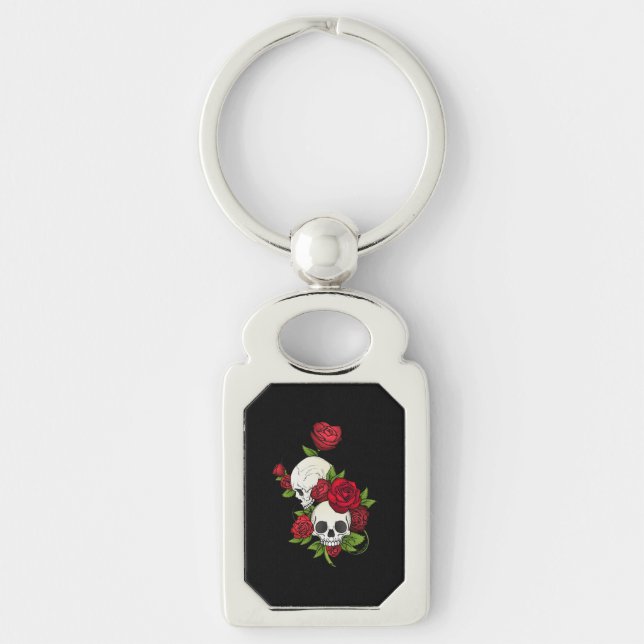 Porte-clés Crânes Roses Día de Muertos (Devant)