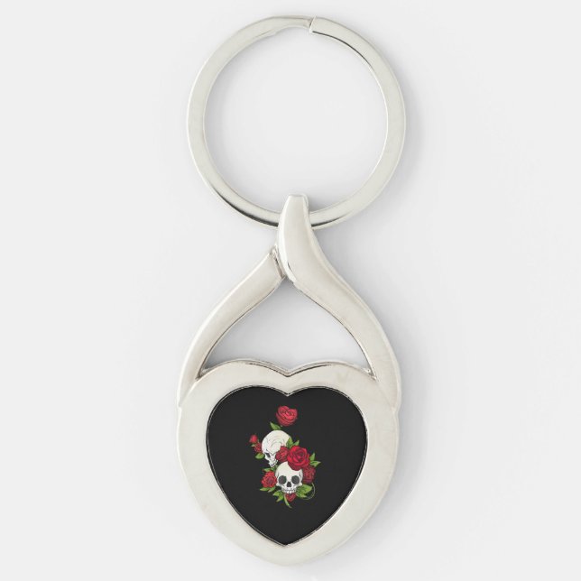 Porte-clés Crânes Roses Día de Muertos (Devant)