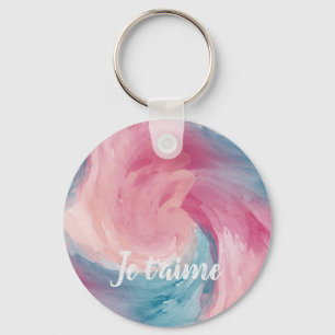 Porte-clés Cravate-teinture rose et bleu Peinture d'aquarelle