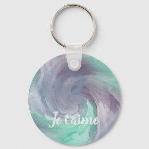 Porte-clés Cravate-teinture violet vert peint Aquarelle dans 