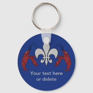 Porte-clés Crawfish Fleur de Lis argentée bleue personnalis
