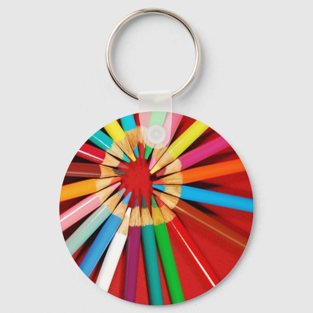 Porte-clés Crayon coloré imprimé crayons (Recto)