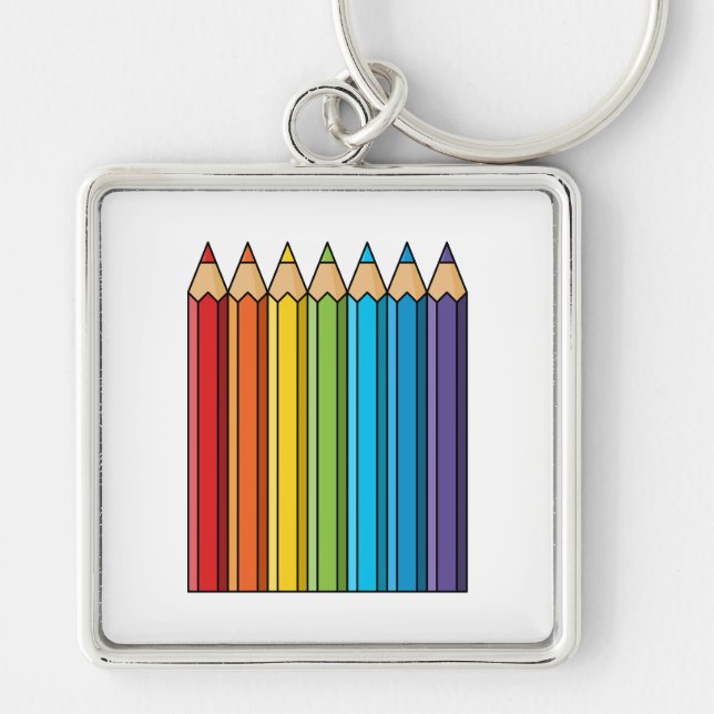 Porte-clés Crayons de couleur arc-en-ciel (Devant)