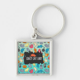 Porte-clés Crazy Cat Lady Cute et Playay Cat Motif