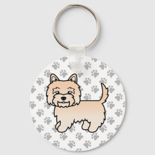 Porte-clés Cream Cairn Terrier Chien mignonne Illustration &