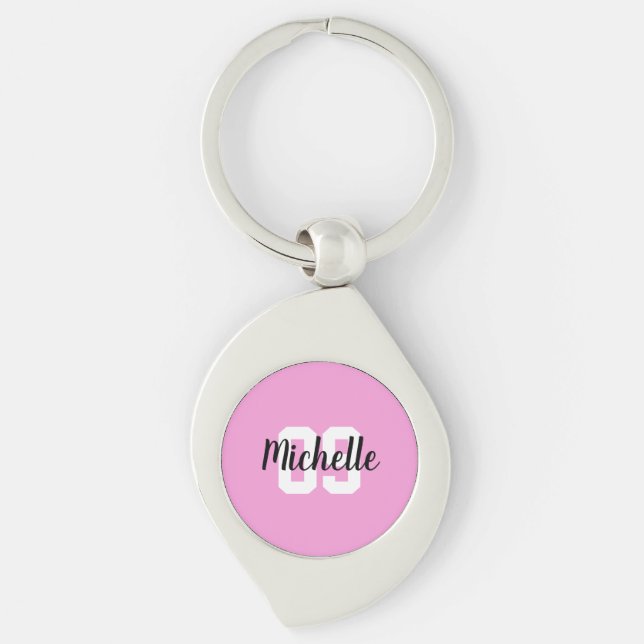 Porte-clés Create Your Own Custom Name Number Pink Soccer (Devant)