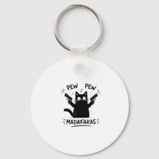 Porte-clés Création drôle de chat noir Pew Pew
