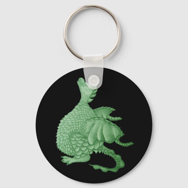 Porte-clés créature imaginaire mythique dragon vert mignon (Recto)