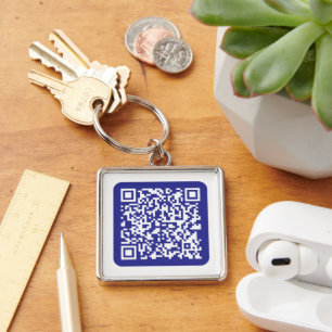 Porte-clés Créer un code QR scannable Bleu foncé modifiable