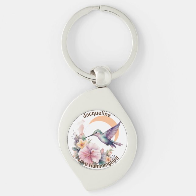 Porte-clés Créez votre propre aquarelle Hummingbird Nom perso (Devant)