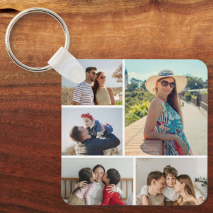 Porte-clés Créez votre propre collage de 5 photos