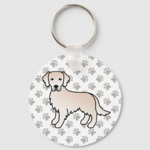 Porte-clés Crème anglaise Golden Retriever Cartoon Chien & Pw