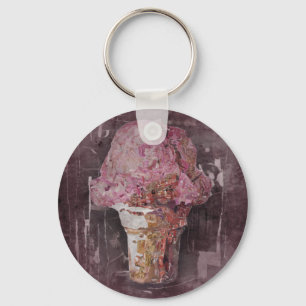 Porte-clés Crème glacée rose vintage
