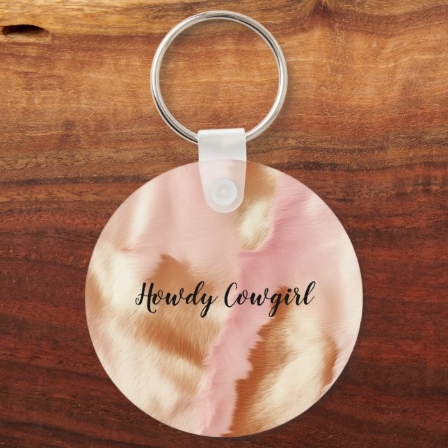 Porte-clés Crème rose Tan Southwest Cowgirl Cowhide (Recto)