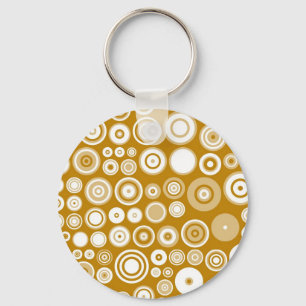 Porte-clés Crème vintage et blanc Cinquante Art Abstrait