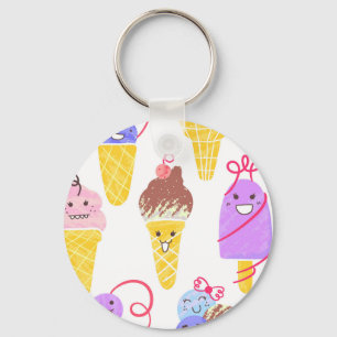 Porte-clés Crèmes glacées Kawaii, motif mignon et sans soudur