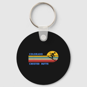 Porte-clés Crested Butte Colorado Ski Skieur Ski Soleil Rétro