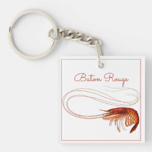 Porte-clés Crevettes rouges en blanc  