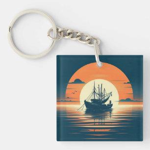 Porte-clés crevettes vintages/marines/pêche