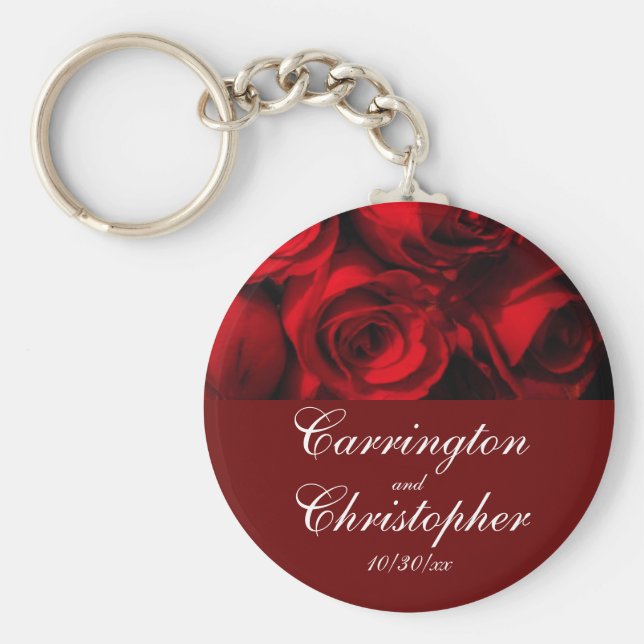 Porte-clés "Crimson Rose Bouquet" - Personnalisé [a] (Devant)