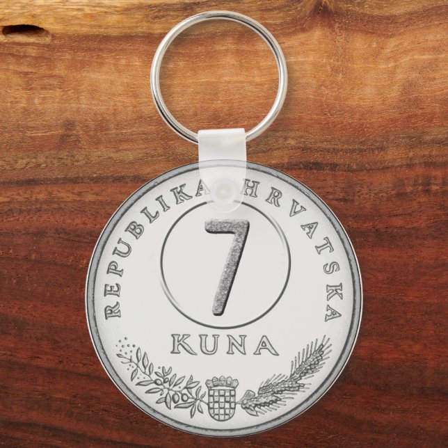 Porte-clés Croatian Kuna Coin Keychain–Customizable Backside (Recto)