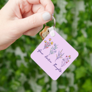 Porte-clés Croissance des pensées positives Fleur sauvage Flo