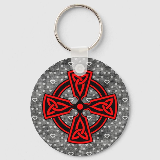 Porte-clés Croix celtique rouge Arrière - plan en détresse (Recto)