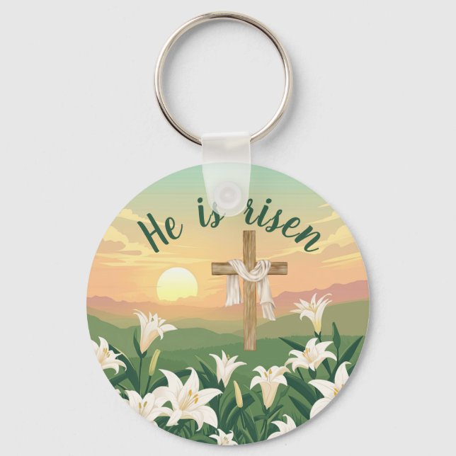 Porte-clés Croix chrétienne de Pâques personnalisée (Recto)