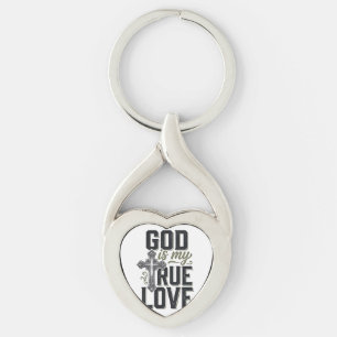 Porte-clés Croix Chrétienne Dieu Est Mon Véritable Amour Vect
