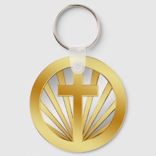 PORTE-CLÉS CROIX D'OR ET D'ARGENT