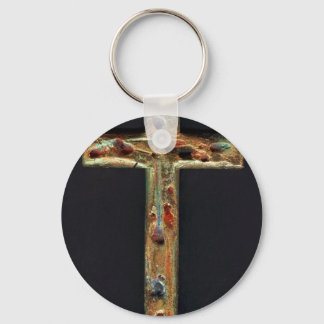 Porte-clés Croix d'or sculptée à la main