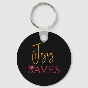 Porte-clés Croix du cœur de Jésus sauve personnalisé
