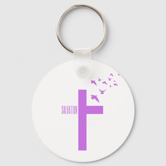 Porte-clés Croix du salut avec des colombes (Recto)