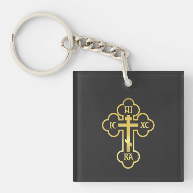 Porte-clés Croix orthodoxe Gold NIKA (Devant)