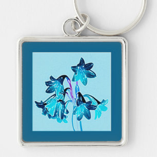 Porte-clés Croquis de Daylilies - Cobalt et Sky Blue