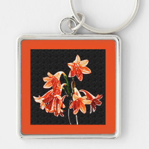 Porte-clés Croquis de Daylilies - Mandarin orange et rouille