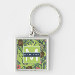 Porte-clés Croquis de fruit tropical sur le motif vert