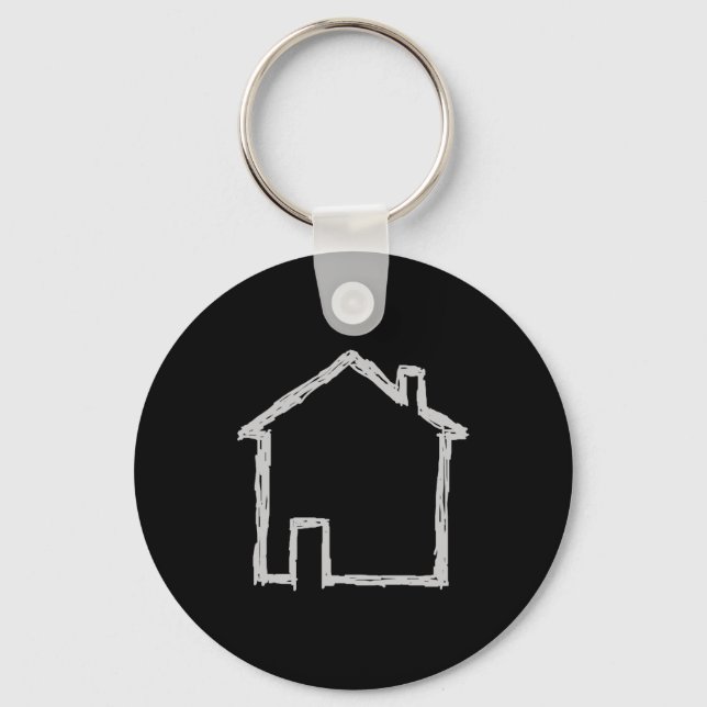 Porte-clés Croquis de maison. Gris et Noir. (Recto)